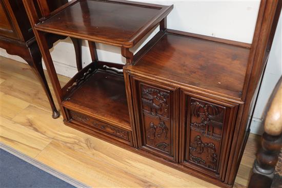 A Chinese hongmu display cabinet, c.1910, W. 2ft 11.5in., H. 4ft